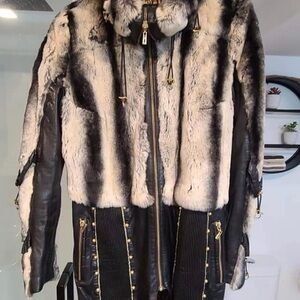 Genuine real fur and leather  fabulous jacket size S